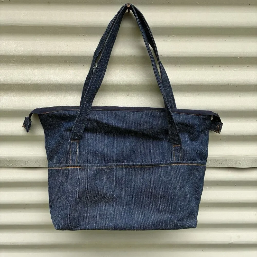 TANNER GOODS Vintage Selvedge Denim Gardening Boat Tote Bag Talon Zipper